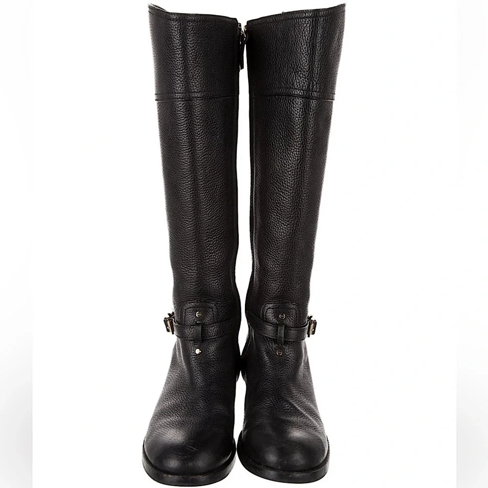 Tory Burch Black Leather Riding Boots knee high boots